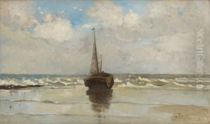 Barque De Pecheur En Mer Dunord by Alexandre Marcette