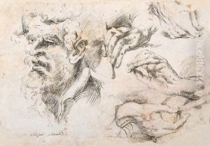 A Sheet Of Studies: A Bearded Head And Various Hands