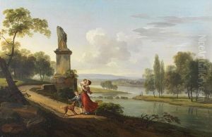 Sommerliche Flusslandschaft Mit Klassischen Ruinen by Pierre-Antoine Marchais