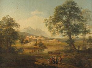 Vue Des Campagnes De Rome Avec Belisaire Rencontre Par Des Paysans