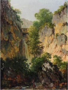 Peintre Sur Le Motif Pres D'une Cascade by Pierre-Antoine Marchais