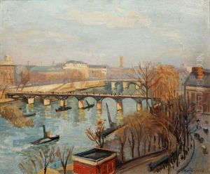 Industrial River Landscape by Jean Hippolyte Marchand