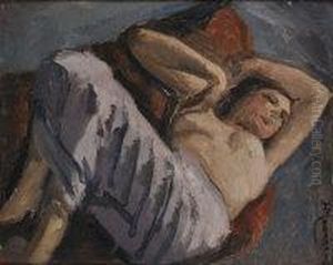 Study Of A Sleeping Nude by Jean Hippolyte Marchand