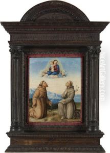 The Virgin Appearing To Saints Francis And Anthony Of Padua by Girolamo Marchesi da Cotignola