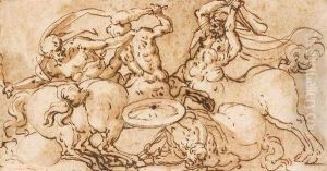 Combat De Centaures by Marco Marchetti, Called Marco Da Faenza