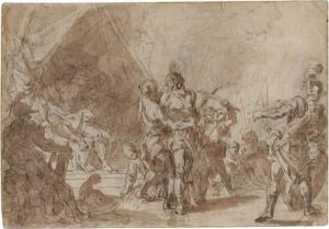 A Captive Held And Whipped Before A Roman General by Giovan Battista Marcola