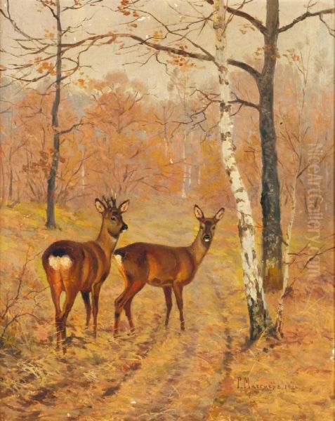 Brocard Et Chevre Aux Aguets A L'oree Du Bois - view 1