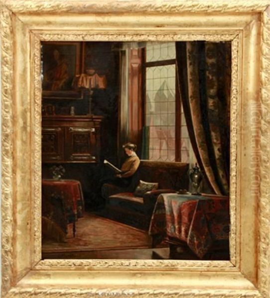 Woman Reading In Victorian Interior - view 1