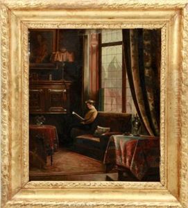 Woman Reading In Victorian Interior by C. Mard Field
