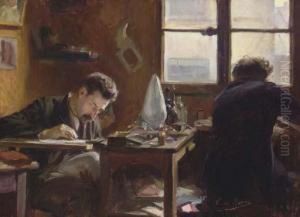 Emile Galle In His Studio by Victor Marec