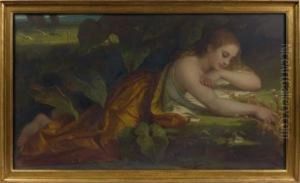Jeune Femme Etendue Parmi Les Fleurs by Charles Laurent Marechal