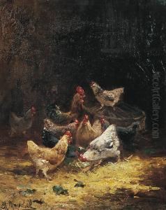 Poules Et Coq by Gabriel Marechal