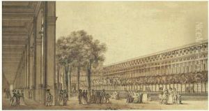 Vue Du Palais Royal, Animee De Personnages by Jean-Baptiste Marechal