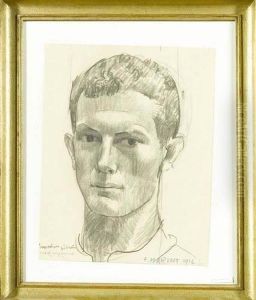 Portrait Zeichnung Eines Jungen Mannes by Franz Marent