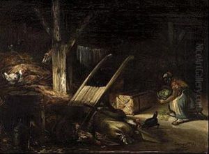Campesina En El Corral by Edouard Hippolyte Margottet