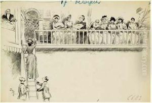 Le Cirque Molier. Le Balcon Reserve Aux Dames, Circa 1890 by Adrien E. Marie