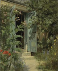 The Steps By The Flowers by Marie Adrien Lavieille
