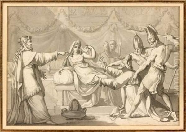La Condamnation D'aman Par Assuerus, Scene Biblique Tiree Du Livre D'esther - view 1