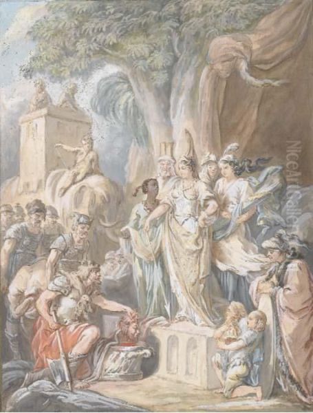 Thomyris Faisant Plonger La Tete De Cyrus Dans Un Vase Rempli Desang - view 1