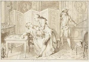 Un Homme Ravivant Une Femme Evanouie, Un Homme L'epee A La Mainderriere Un Paravent Un Homme Ravivant Une Femme Evanouie, Un Homme L'epee A La Mainderriere Un Paravent