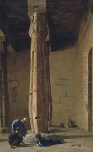 A Game Of Dice In The Temple Of King Seti I At Abydos by Vincenzo Marinelli