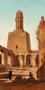 Figures In A Ruined Courtyard by Vincenzo Marinelli