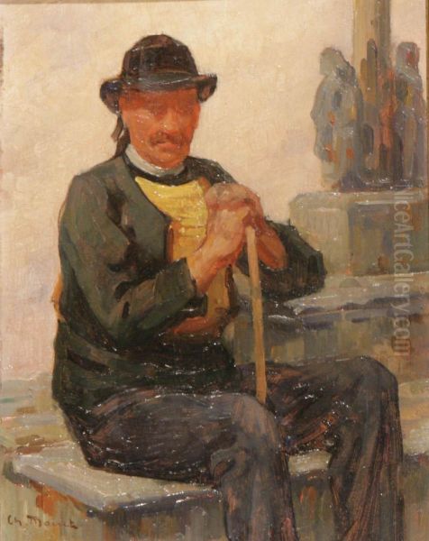 Uomo Seduto Con Bastone - view 1