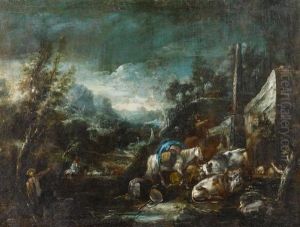 Sheep Resting Near A River by Antonio Marini