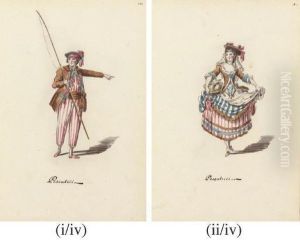 Pescatori; Pescatrice; Conttadino; And Conttadina Costume Designs by Leonardo Marini