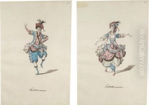 Three Pairs Of Designs For Theatrical Costumes: Tartaro And Tartara; Pastore And Pastora; And Cavaliere Del 5