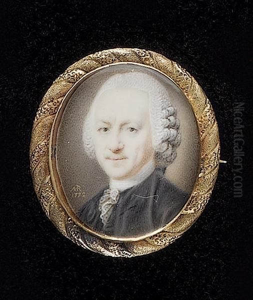 Mr Van Lilaar, Wearing Black Coat, White Lace Cravat And Powdered Wig With Side-buckles Worn - view 1