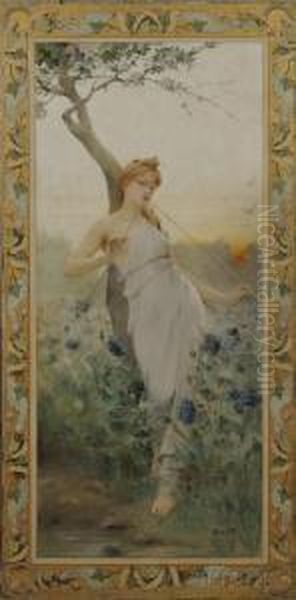 Young Beauty Playing A Double Flute - view 1
