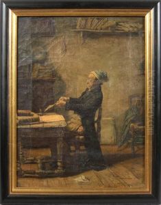 Old Man Seated At A Desk