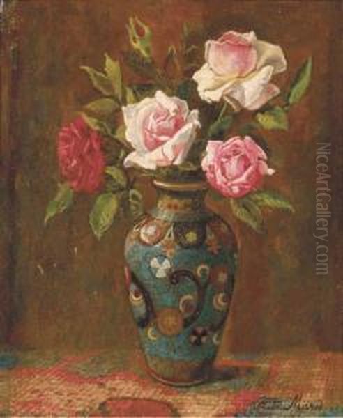 Rozen: Roses In A Cloissone Vase - view 1
