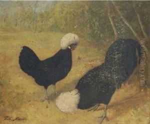 Poland Rooster And Hen In A Landscape by Frits Maris