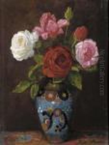 Roses A Cloissone Vase - view 1