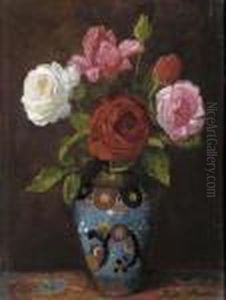 Roses A Cloissone Vase