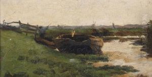 Rowing Boat In A Polder Landscape