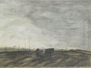 Farmer And Team Ploughing The Field