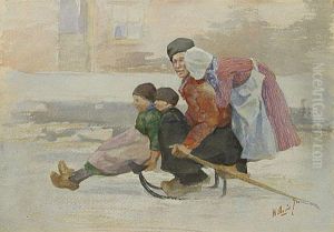 Famille Sur La Luge Famille Sur La Luge