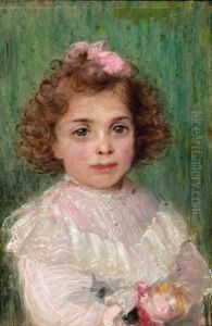 Meisje Met Pop En Roze Strik In Het Haar