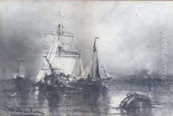 Both Showing Ships Engaged In Battle At Sea - view 1
