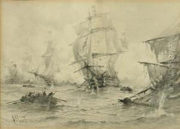 Three Masted Frigates At War - view 1