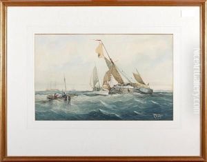 Sailing Barges In A Stiff Breeze