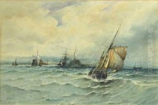 A Harbor Scene With A Fishing Boat In The Foreground - view 1