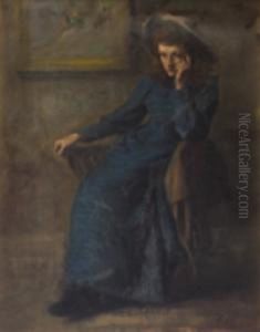 Portrait Study Of A Young Woman Believed To Be The Artist's Sister, Eva by Constance Markievicz