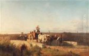 Musizierende Bauern Auf Ihrem Karren In Der Campagna Romana by Andreas Marko
