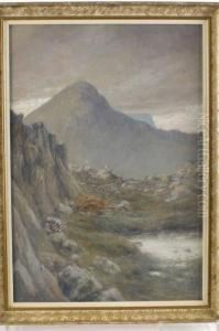 A Highland Pool With Sheep Grazing Beyond by Claude Marks