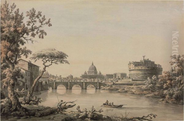 A View Of The Tiber With Saint Peter's And The Castel Sant'angelo, Rome - view 1