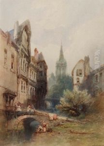 Parisian Canal Scene by Paul Marny